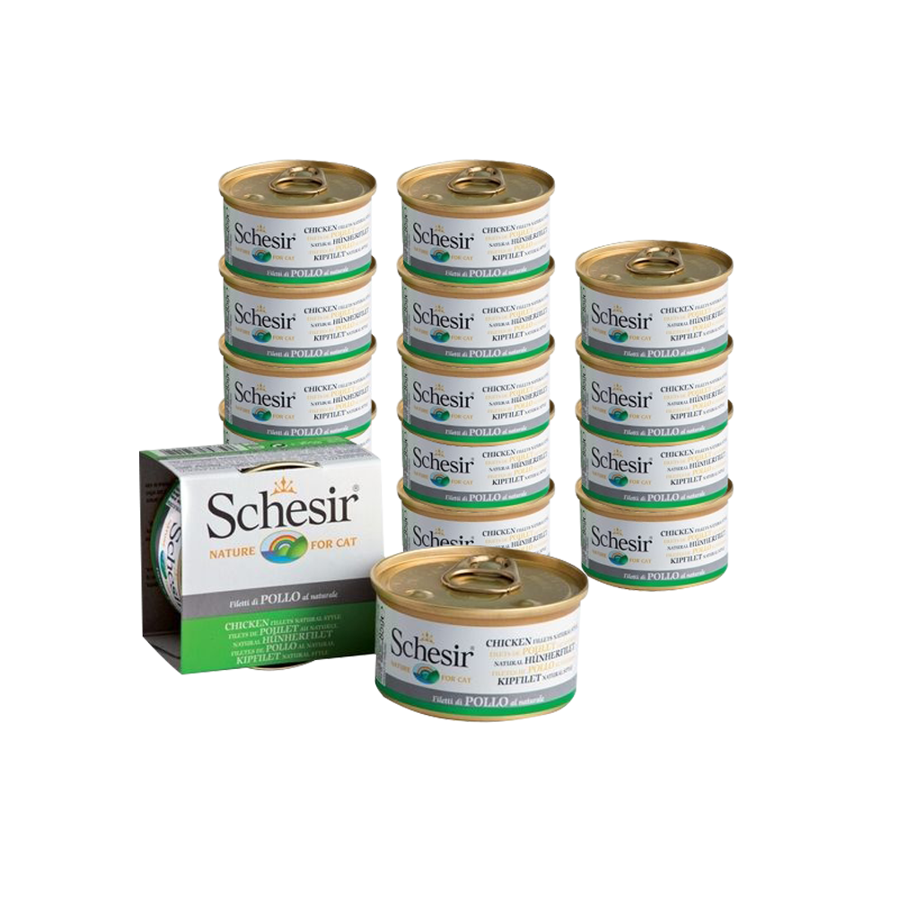 Т0040980*14 Корм для кошек цыпленок в собственном соку конс. 85г (упаковка - 14 шт) SCHESIR 