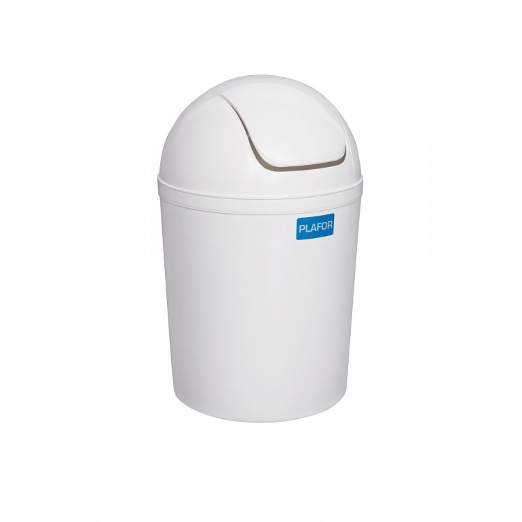 506-01 PLAFOR Бак для мусора пластиковый, с качающейся крышкой, обьем 5 л. 15 л. 5 л. Белый 