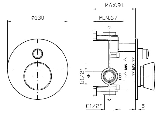 Смеситель для ванны / Смеситель для душа из нержавеющей стали Zucchetti Sablier ARCH-00144574 - Вид №2