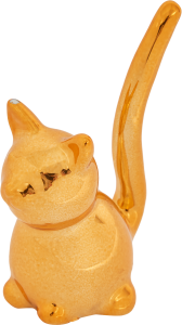 86383342 Подставка для колец Котик 1 керамика золотая 3.6x8 см STLM-0068365 Santreyd