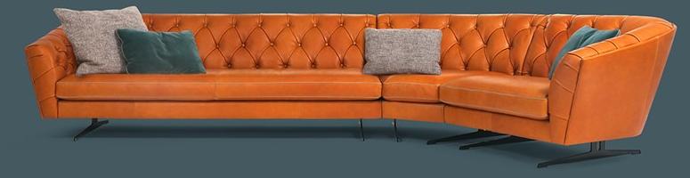 Borzalino Стеганый модульный изогнутый кожаный диван New kap sun-id-1363435 - Вид №1