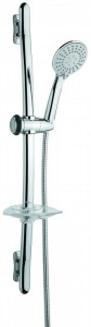 C06687CR Душевой комплект: штанга, лейка, шланг, мыльница. C06687, цвет хром