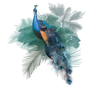 Картина на стекле «Павлин» 30x30 см