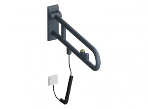 801.50B520 Складная опорная рейка, поворотная, электронная версия, смыв/функциональная кнопка HEWI Edition matt | Polyamid