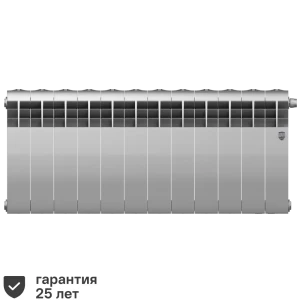 Радиатор секционный Royal Thermo Biliner RTBSSVR35012 350/87 12 секций нижнее правое подключение биметалл серый