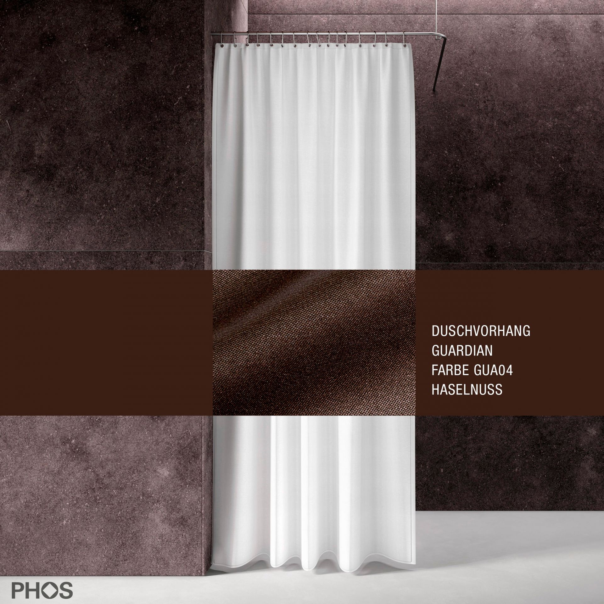 DV-GCS200-070-GUA04 Занавеска для душа Guardian, длина 200 см, ширина 70 см. фундук PHOS 