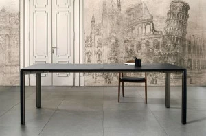 mg12 Прямоугольный стол из стали и кожи Gregorio