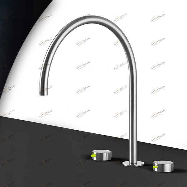 Смеситель для раковины сталь матовая с зеленой ручкой Toki Radomonte TKI26SCIL33