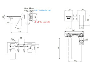 Настенный однорычажный смеситель для раковины с пластиной