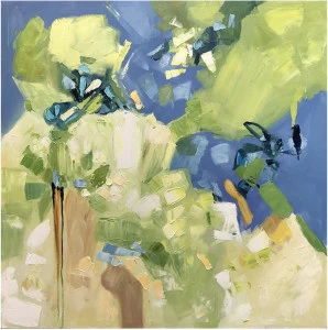 Картина на холсте 100х100 см "Зелёная фантазия" EVENHOME КАРТИНЫ МАСЛОМ 130054 Зеленый;серый;черный;разноцветный