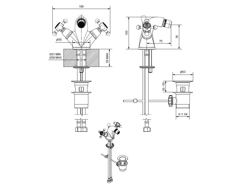 Смеситель для биде из хромированной латуни Bugnatese Lady ARCH-00080902 - Вид №2
