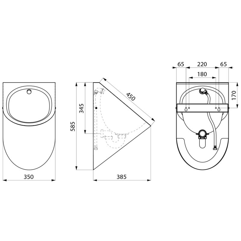 134772 Подвесной писсуар DELTA DELABIE  - Вид №1