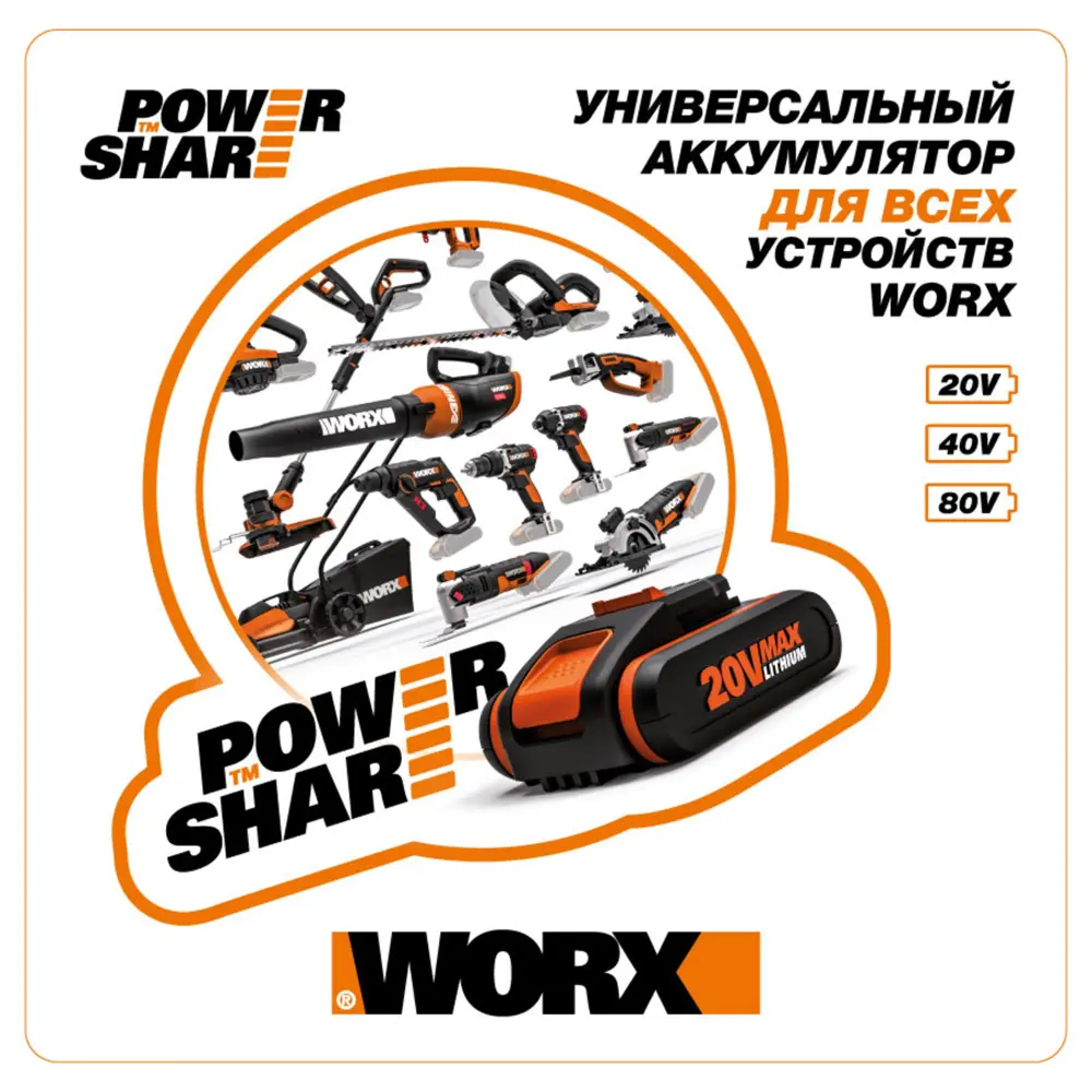 Воздуходувка аккумуляторная Worx WG584E, 40 В (АКБ и ЗУ в комплекте) STLM-2022567 - Вид №3