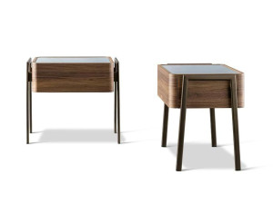 Прямоугольная тумбочка из дерева и мрамора