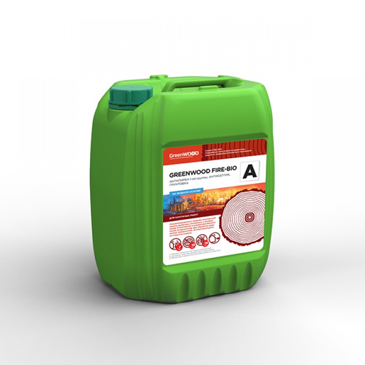GWF-AS/10 GreenLAB GREENWOOD FIRE-BIO A Готовый раствор, 10 л, АНТИПИРЕН I-ой группы, АНТИСЕПТИК, ГРУНТОВКА 