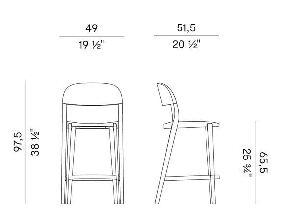 Высокий стул из ясеня со спинкой Potocco минимальная ARCH-00011220