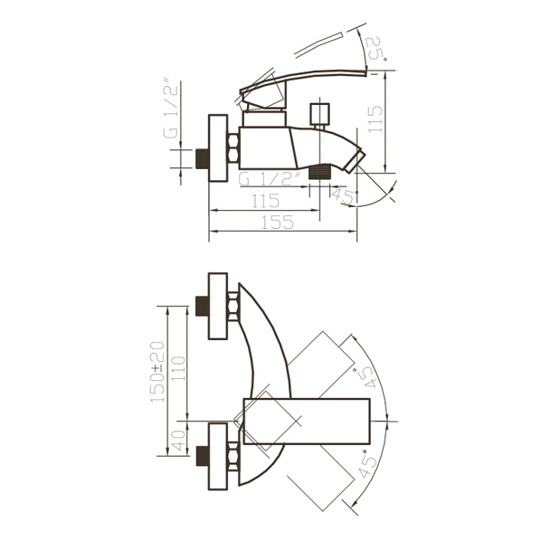 35-05P Alfa  Смеситель для ванны  ARGO kran 3505palfa - Вид №1