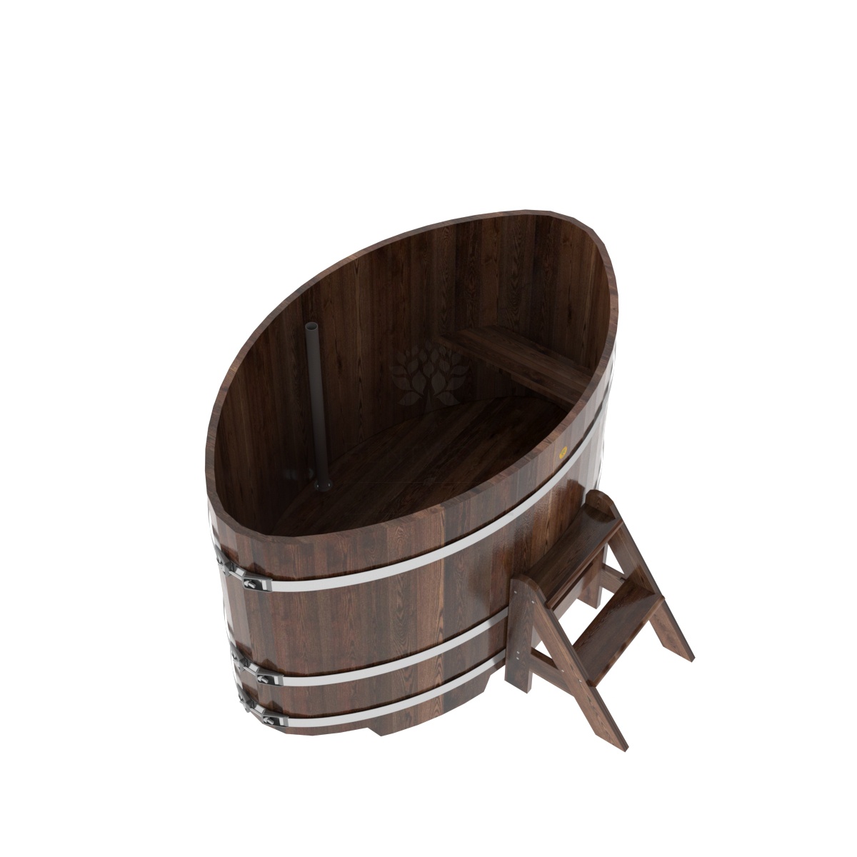 1168 Купель овальная из лиственницы 1,02х1,68х1,0 морёная премиум Alyarus  - Вид №1