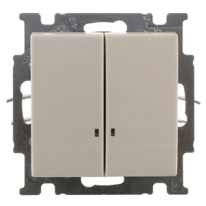 Выключатель встраиваемый ABB Basic 55 2 клавиши с подсветкой, цвет белый