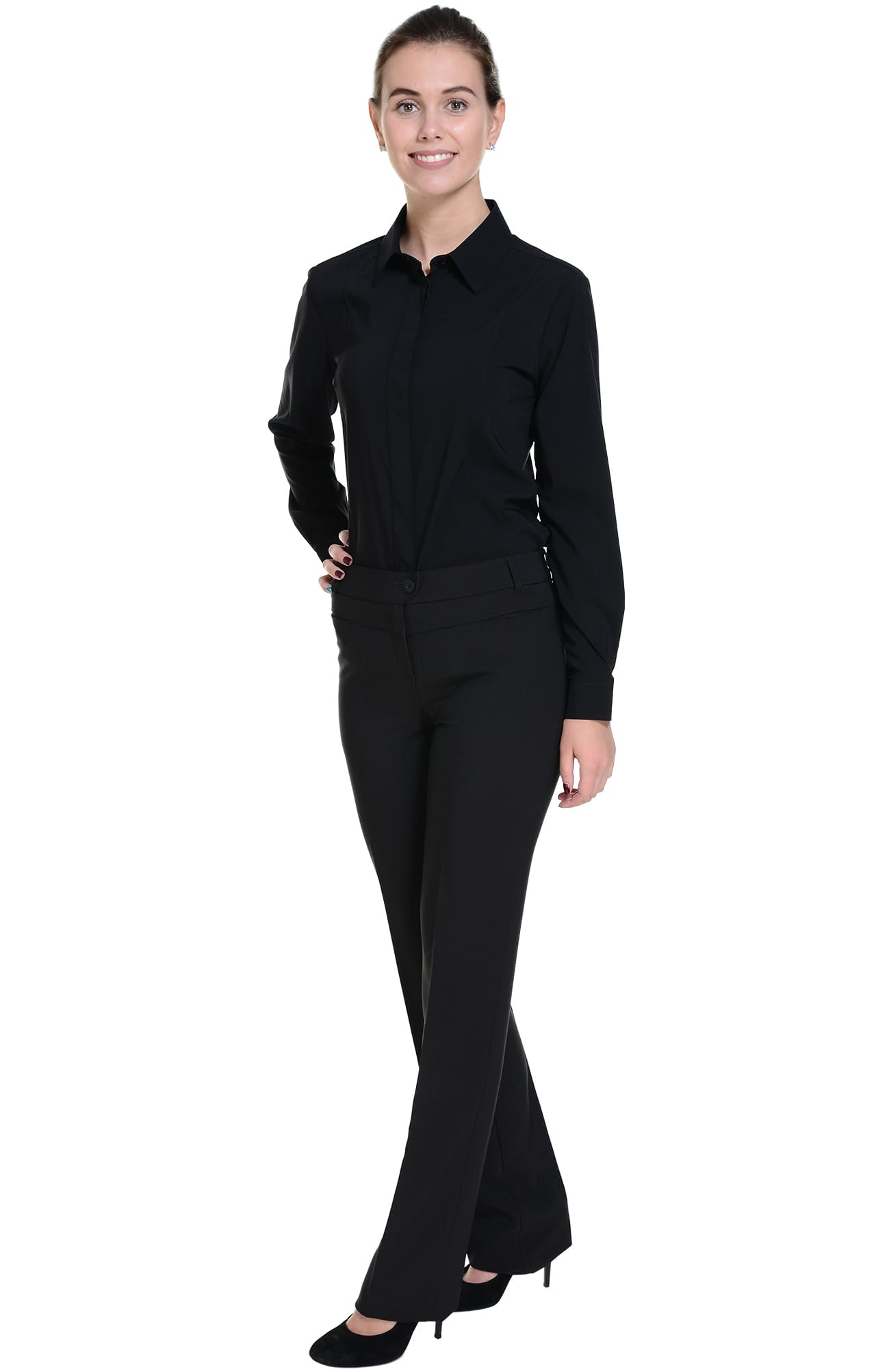 62490 Рубашка женская  black El-Risto  Корпоративная одежда  размер 38 (XXS)  - Вид №3