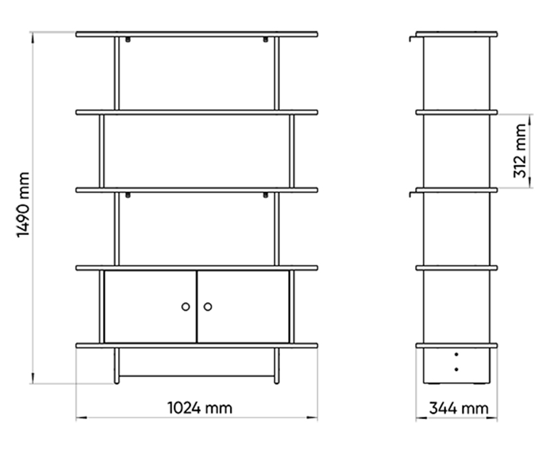 Стеллаж открытый с двумя дверцами 102 см Line M2 белый ELLIPSE ELLIPSE LINE 257707 Белый Santreyd  - Вид №2