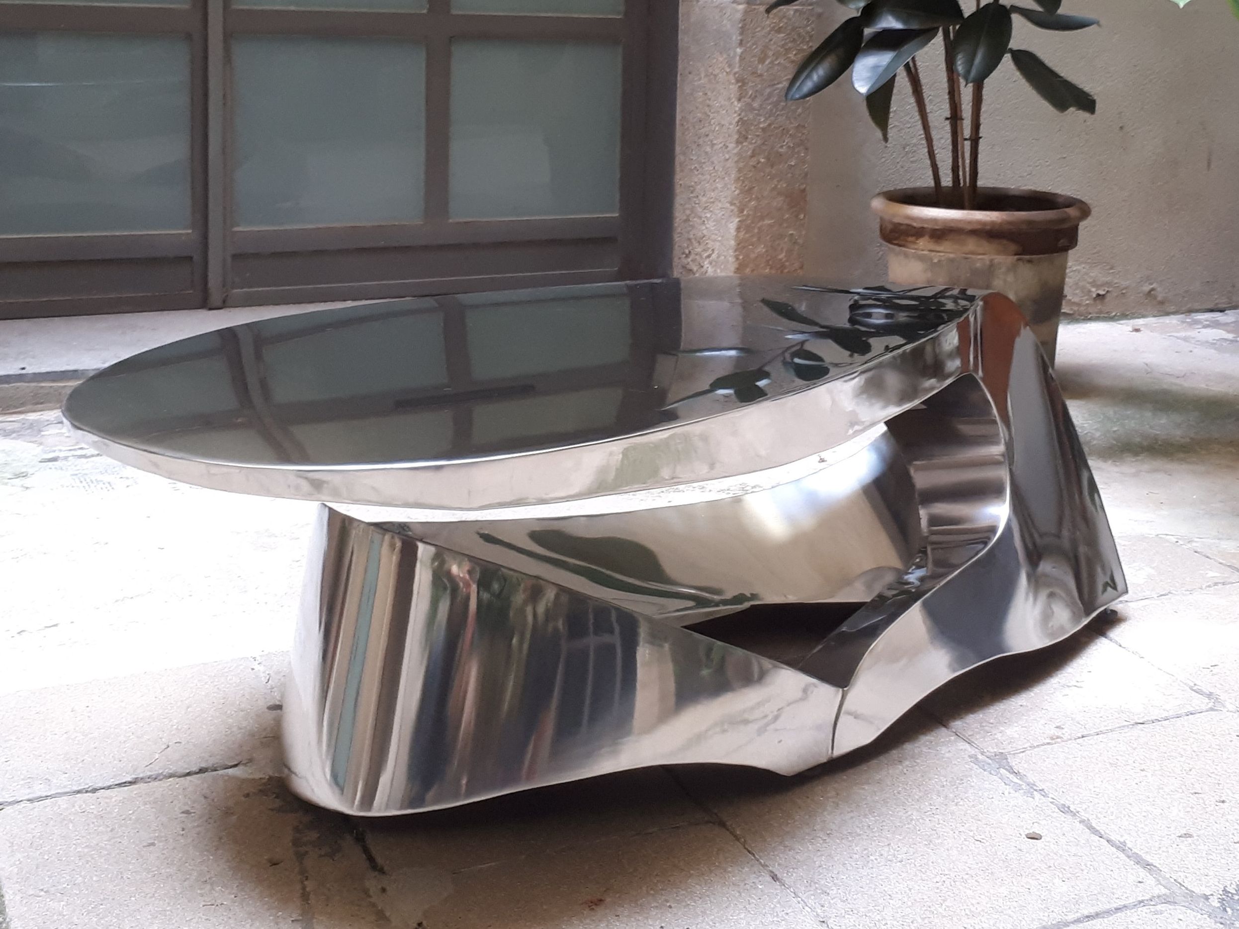 Круглый журнальный столик из нержавеющей стали ICI ET LÀ Metal furniture ARCH-00036991 - Вид №4