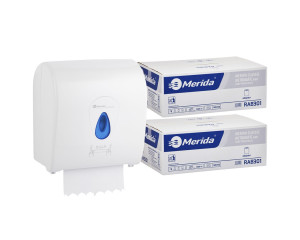 PROMO11 TOP синий механический диспенсер для полотенец за 100 злотых нетто при покупке 2 коробок полотенец CLASSIC AUTOMATIC RAB301 (12 x 250 м = 3000 м, 12 500 листов) Merida