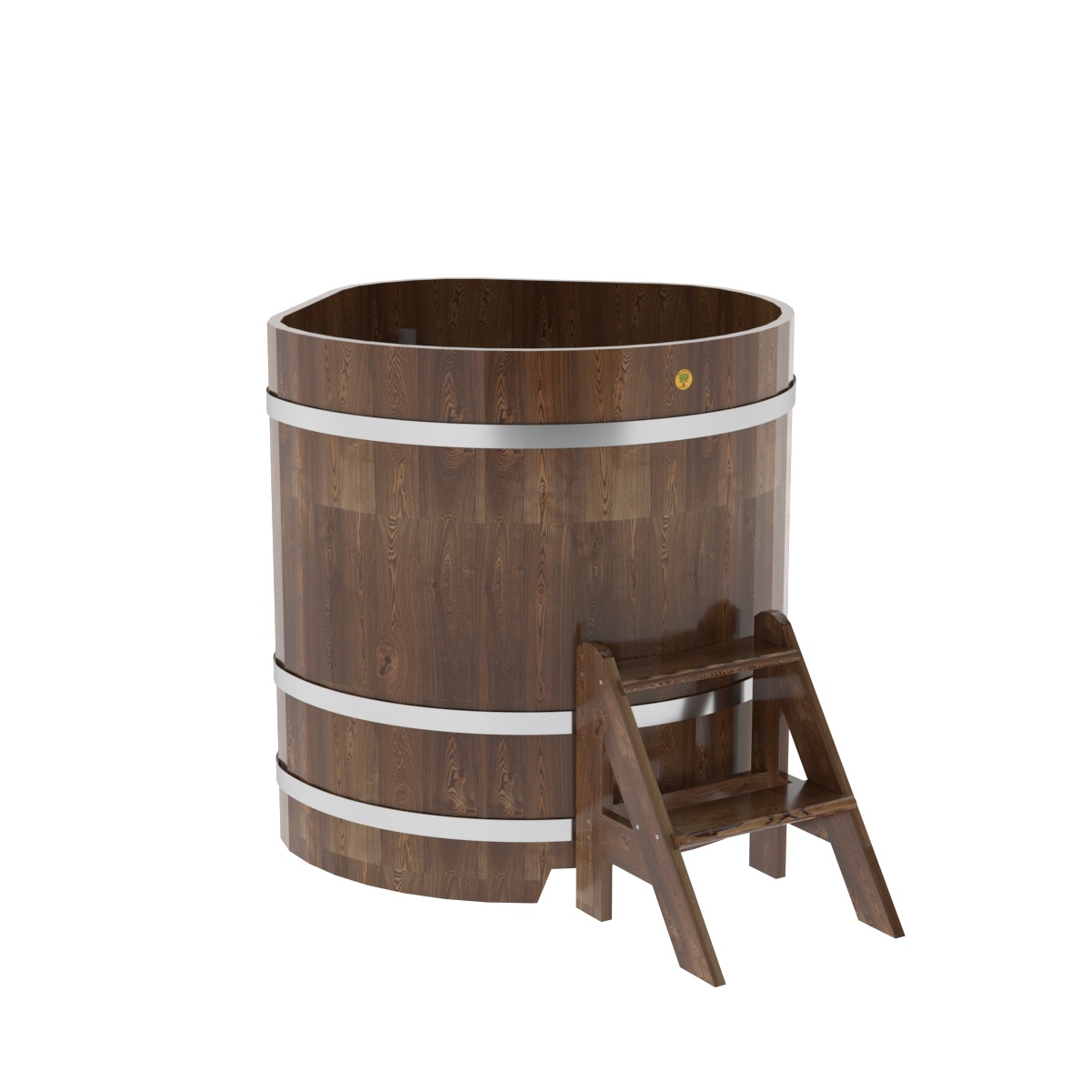 1567 Купель угловая из сращенных ламелей лиственницы 1,03х1,03х1,1 морёная Alyarus 