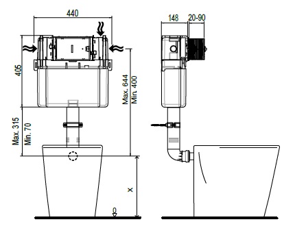 Бачок встраиваемый MIGLIORE Better bac ML.EXE-27.665 для напольного унитаза (без панели и ручки)  - Вид №1