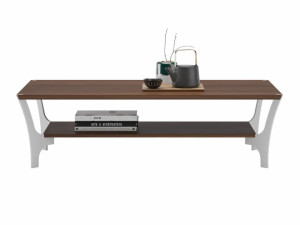 Прямоугольный журнальный столик из шпона с журнальной стойкой