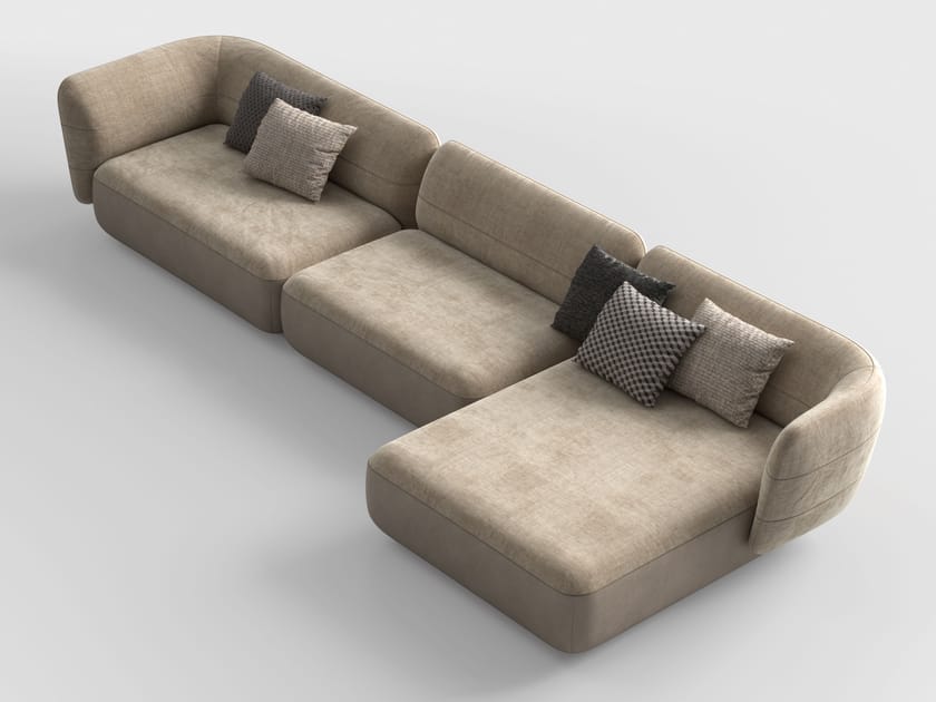 Модульный диван из ткани и кожи CPRN HOMOOD Shapes ARCH-00089262