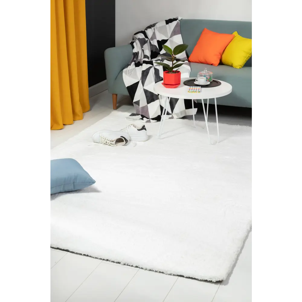 Ковер полиэстер Лавсан Снежный 80х150 см цвет белый Amigo STLM-2173124 - Вид №4