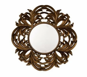 Зеркало круглое большое в резной раме Round Leaf PUSHA ДИЗАЙНЕРСКИЕ 062615 Золото