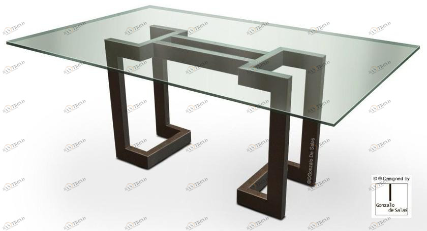 Gonzalo De Salas Прямоугольный обеденный стол из стекла Sendai sun-id-1421252
