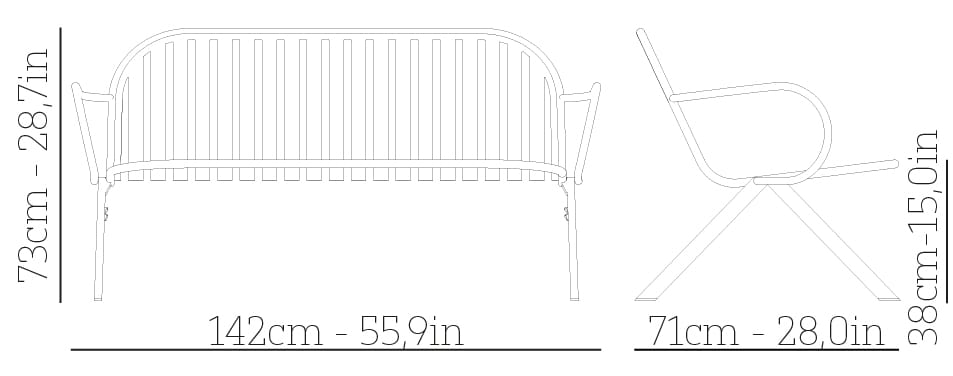 Стальная штабелируемая садовая скамейка с порошковым покрытием со спинкой BABEL D Melik ARCH-00134412 - Вид №3