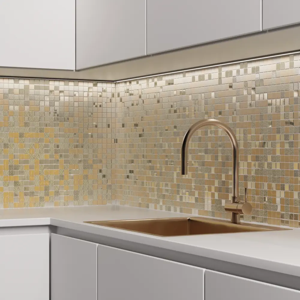 Стеклянная мозаика Kreaforta золотистого оттенка для декора стен 89412210 STLM-1563967 - Вид №4