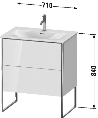 XS452309292 Тумбочка напольная XSquare #XS4523 710 x 478 мм Каменно-серый шелковисто-матовый лак Duravit - Вид №1