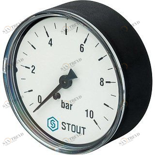 Манометр аксиальный 63 мм 1/4" 10 бар STOUT SIM0009631008