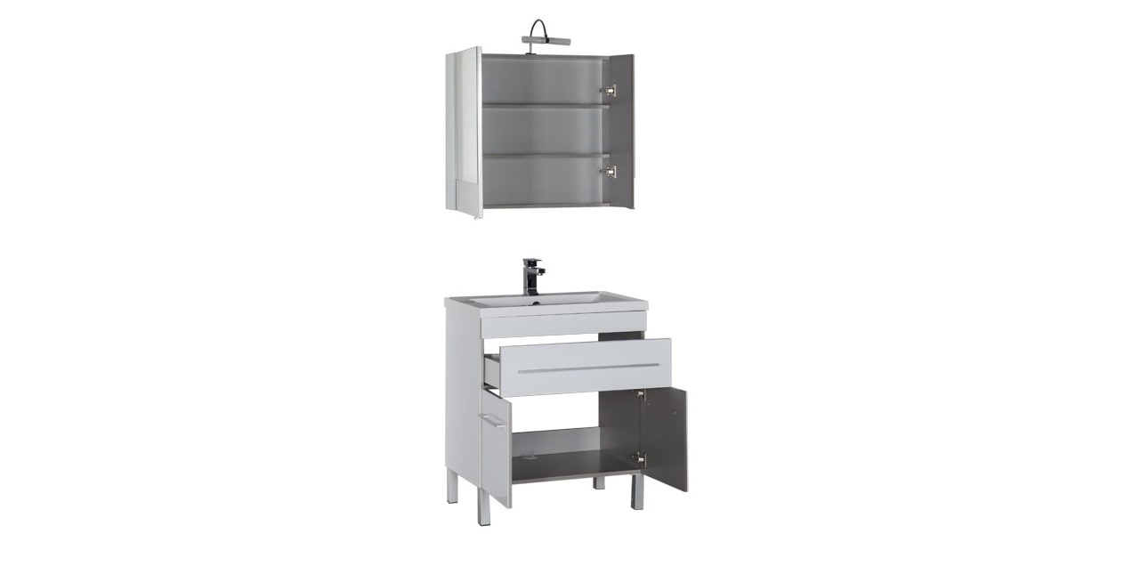 Комплект мебели Aquanet Верона 75 белый (напольный 1 ящик 2 дверцы) 00182946 - Вид №4