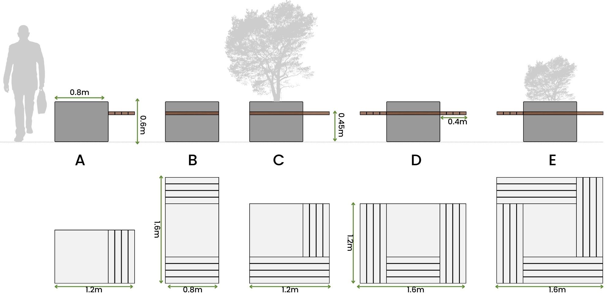 Секционная скамейка из стали и дерева со встроенной сеялкой Urbencéa OXYGEN ARCH-00053273 - Вид №3