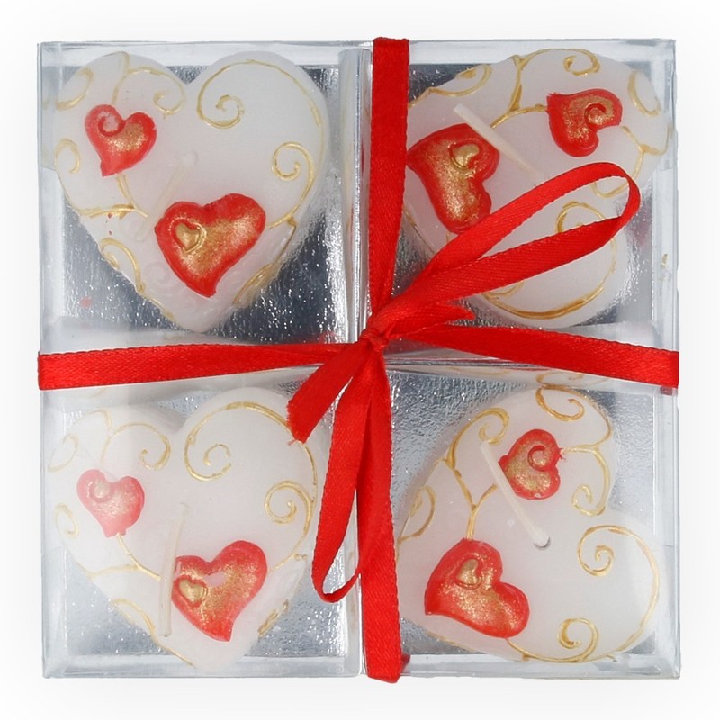 0543 Набор свечей "сердечки" №01 5 x 2 см 160 г 4 шт. с завитком Омский Свечной 