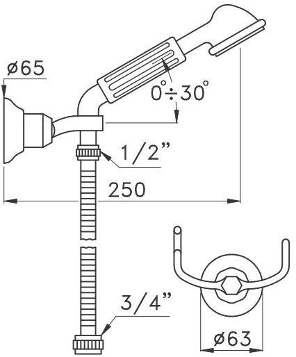 RUBINETTERIE STELLA Ручной душ с подставкой Italica It03112 - Вид №1