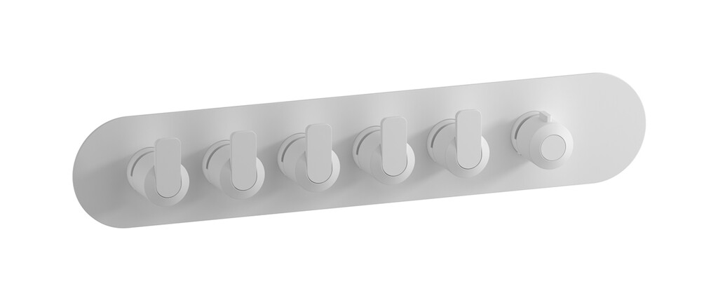 Внешняя часть термостата 5-ходовая, круглая пластина, горизонтальная, ручка С-67 WE ARE IB eua522bonc6 Matt White Aqua