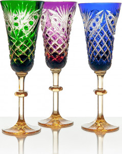 10634979 Гусевской Хрустальный Завод им. Мальцова Набор из 4 бокалов "Лилия" "Фараон" (разноцв.) Хрусталь