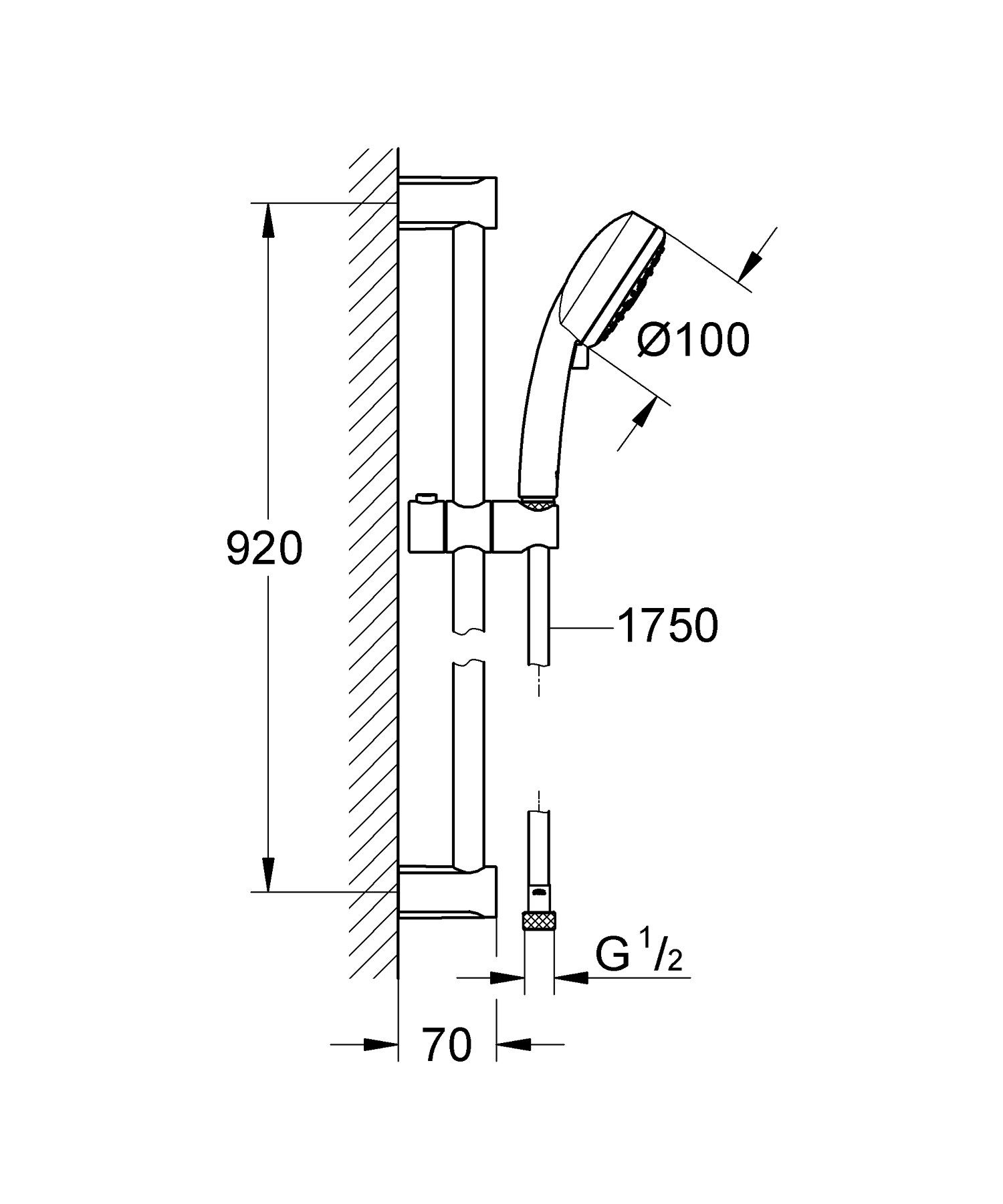 Подъемный стержень с ручным душем Grohe Storm Cosmopolitan 100 ARCH-00026621 - Вид №1