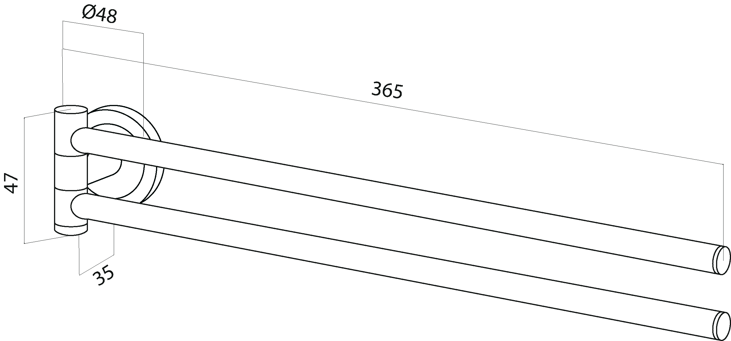 A4032600 Двойная вешалка-вертушка для полотенец 36 см хром шт AM.PM Serenity - Вид №1