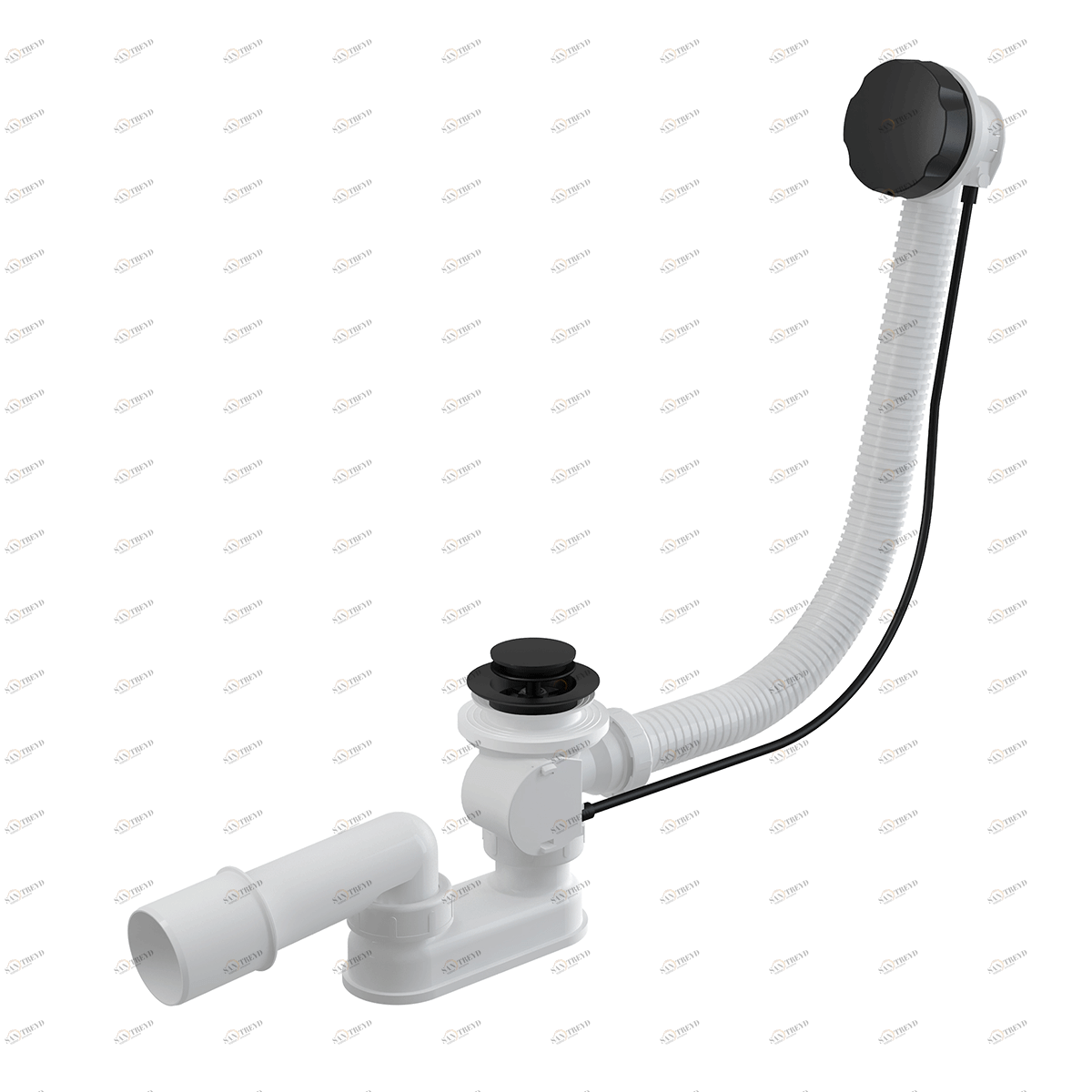 Сифон для ванны автомат комплект, черный-мат ALCAPLAST A55BLACK