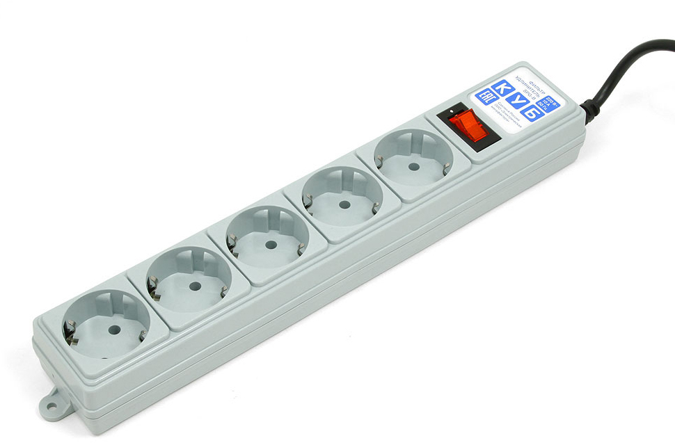 SPG-B-10 Surge protector power cube b 3.0 m 5 outlets (gray) 10a / 2.2kw Электрическая мануфактура Santreyd 