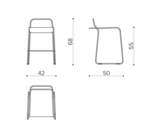 FL 5505 Low stool with steel sled base True Design Flow - Вид №1