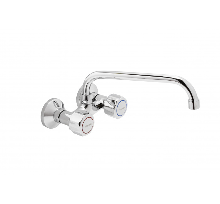 GENEBRE 68196 11 45 66 Wall sink mixer with 11 cm, high tube 24 cm spout  - Вид №1